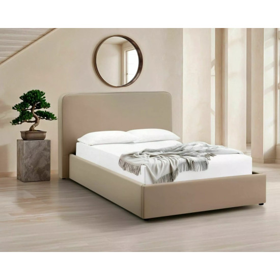 Кровать двухспальная мягкая Lumia Velvet 140×200 Темно-бежевая велюр Bluvel 1