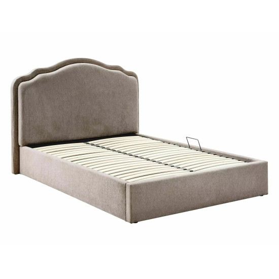 Кровать двухспальная мягкая Florencja Raven 140×200 Темно-бежевая ткань 5