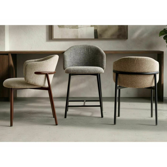 Полубарный стул кухонный Osaka H-2 Серая ткань / Черный каркас 2