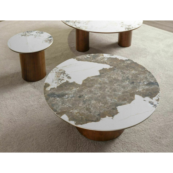 Стол журнальный кофейный Rondo ø45 см Белый / Орех 4