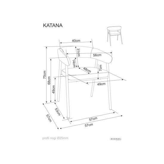 Стул кухонный обеденный мягкий Katana Капучино ткань / Кашемир каркас 7