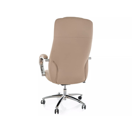 Кресло офисное компьютерное поворотное Q-07 Бежевая экокожа / Хром каркас 2