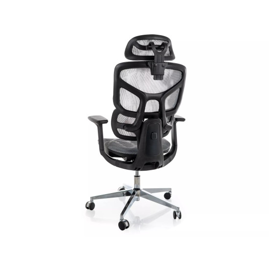 Кресло офисное компьютерное поворотное Eq-1 Серая сетка / Хром каркас 2