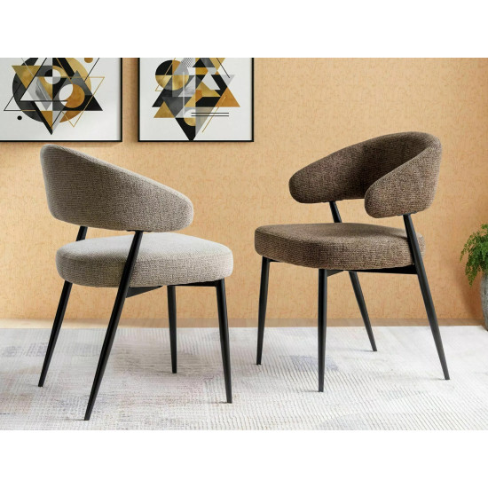 Стул кухонный обеденный мягкий Lucio Noelle Бежевая ткань / Черный каркас 4