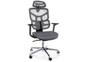 Кресло офисное компьютерное поворотное Eq-1 Серая сетка / Хром каркас