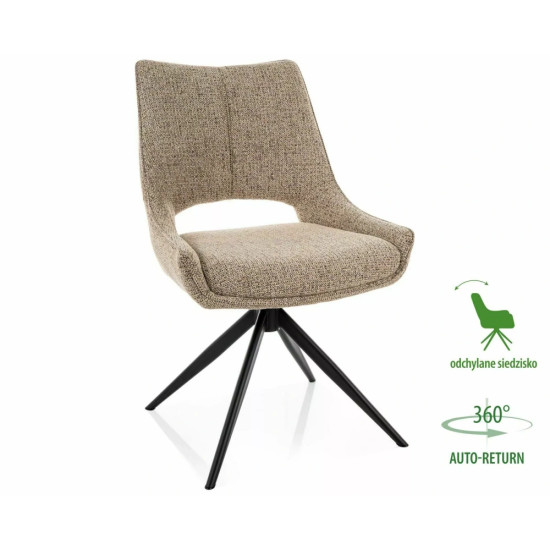 Стул кухонный обеденный мягкий Fino I Темно-бежевая ткань Noelle / Черный каркас 1