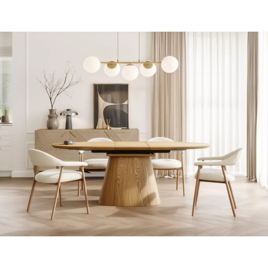 Стол обеденный раскладной кухонный Marocco (160–200)×100 см МДФ + шпон Дуб / Дуб каркас 7