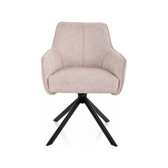 Стул кухонный обеденный мягкий Notti Leo Светло-бежевая ткань / Черный каркас 2
