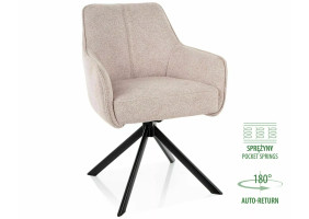 Стул кухонный обеденный мягкий Notti Leo Светло-бежевая ткань / Черный каркас