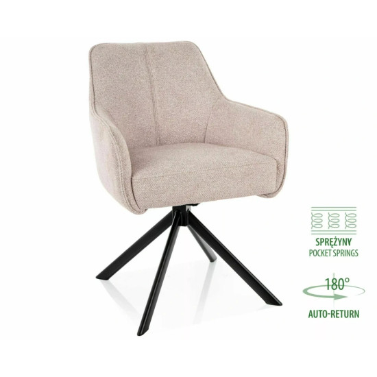 Стул кухонный обеденный мягкий Notti Leo Светло-бежевая ткань / Черный каркас 1