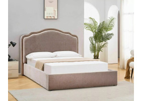 Кровать двухспальная мягкая Florencja Raven 140×200 Темно-бежевая ткань