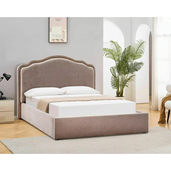 Кровать двухспальная мягкая Florencja Raven 140×200 Темно-бежевая ткань 1