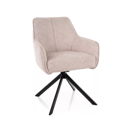 Стул кухонный обеденный мягкий Notti Leo Светло-бежевая ткань / Черный каркас 6