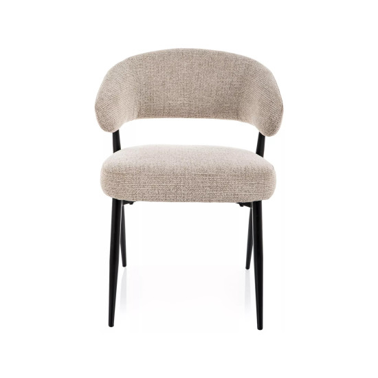Стул кухонный обеденный мягкий Lucio Noelle Бежевая ткань / Черный каркас 2