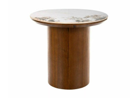 Стол журнальный кофейный Rondo ø45 см Белый / Орех