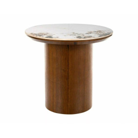 Стол журнальный кофейный Rondo ø45 см Белый / Орех