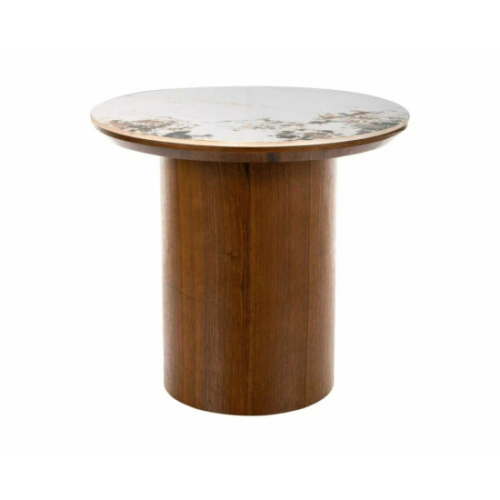 Стол журнальный кофейный Rondo ø45 см Белый / Орех 1