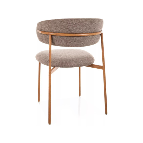 Стул кухонный обеденный мягкий Elton D Бежевая ткань Brego / Дуб каркас 3