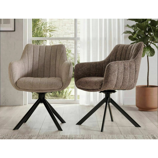 Стул кухонный обеденный мягкий Azalia Leo Светло-бежевая ткань / Черный каркас 4