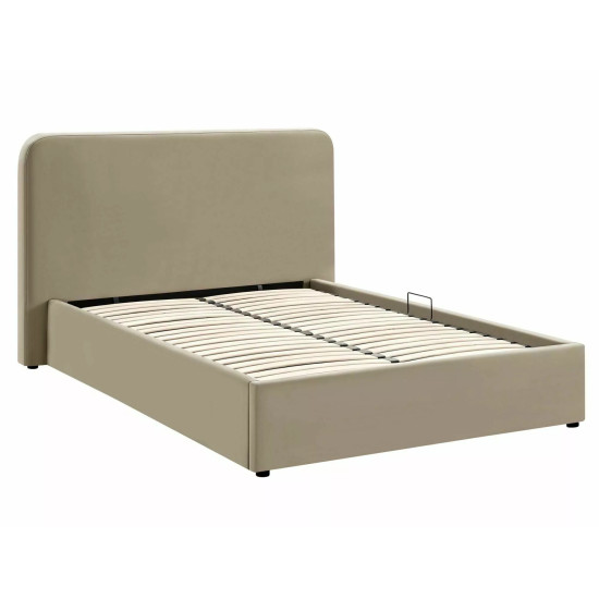 Кровать двухспальная мягкая Lumia Velvet 140×200 Темно-бежевая велюр Bluvel 9