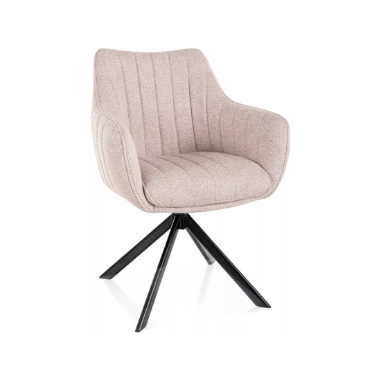 Стул кухонный обеденный мягкий Azalia Leo Светло-бежевая ткань / Черный каркас 8