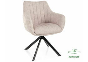 Стул кухонный обеденный мягкий Azalia Leo Светло-бежевая ткань / Черный каркас