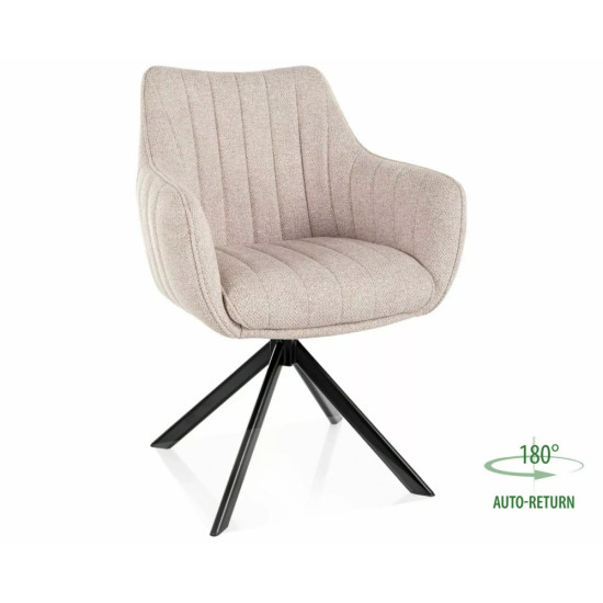 Стул кухонный обеденный мягкий Azalia Leo Светло-бежевая ткань / Черный каркас 1