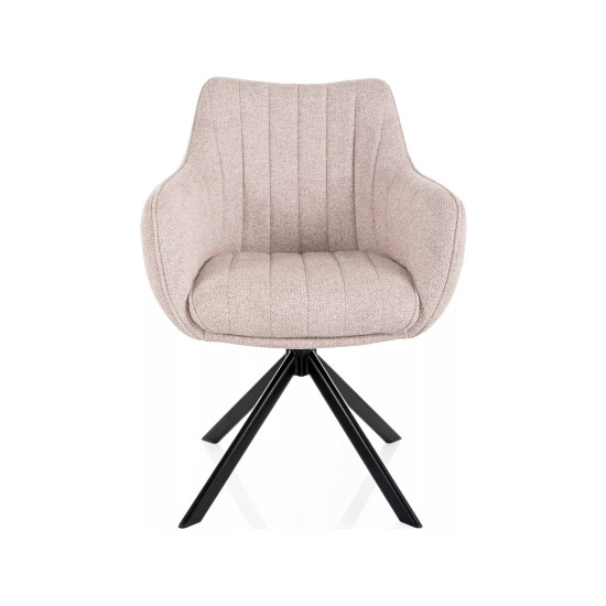 Стул кухонный обеденный мягкий Azalia Leo Светло-бежевая ткань / Черный каркас 2