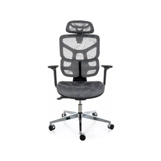 Кресло офисное компьютерное поворотное Eq-1 Серая сетка / Хром каркас 3