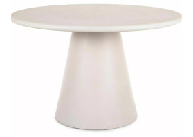 Стол обеденный кухонный Aurora ø120 см МДФ + микроцемент Экрю/Экрю каркас