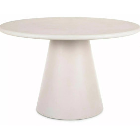 Стол обеденный кухонный Aurora ø120 см МДФ + микроцемент Экрю/Экрю каркас