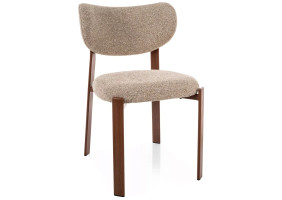 Стул кухонный обеденный мягкий Rin D Бежевая ткань / Орех каркас