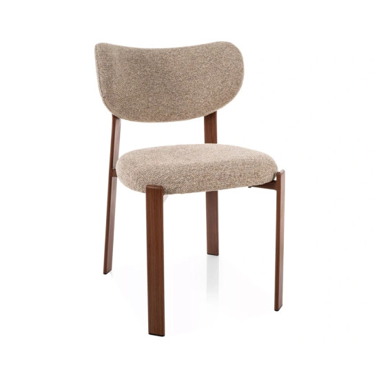 Стул кухонный обеденный мягкий Rin D Бежевая ткань / Орех каркас 1