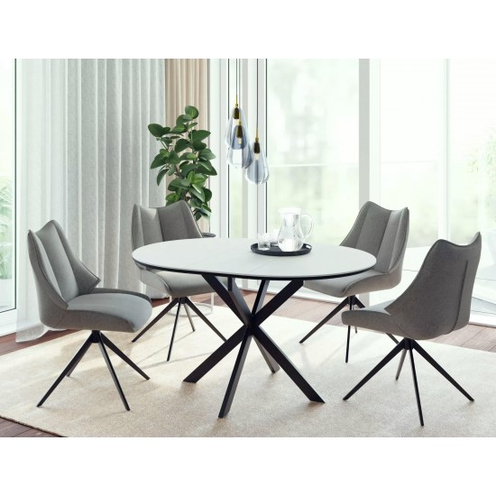 Стол обеденный раскладной GASTON CERAMIC 100(135)*100 белый / черный GASTONBC100 2