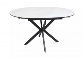 Стол обеденный раскладной GASTON CERAMIC 100(135)*100 белый / черный GASTONBC100