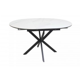 Стол обеденный раскладной GASTON CERAMIC 100(135)*100 белый / черный GASTONBC100