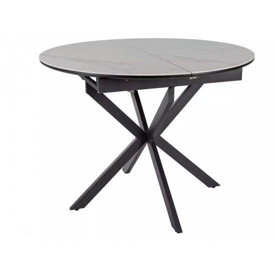 Стол обеденный раскладной GASTON CERAMIC 100(135)*100 белый / черный GASTONBC100 5