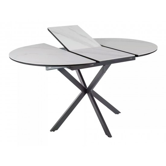 Стол обеденный раскладной GASTON CERAMIC 100(135)*100 белый / черный GASTONBC100 3