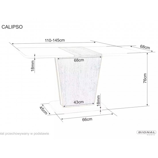 Стол обеденный раскладной CALIPSO 110(145)*68,6 кашемир / дуб кремона торро CALIPSOKADCT110 4