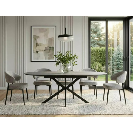 Стіл обідній розкладний GASTON CERAMIC 140(180)*80 сірий / чорний GASTONSZC140 4