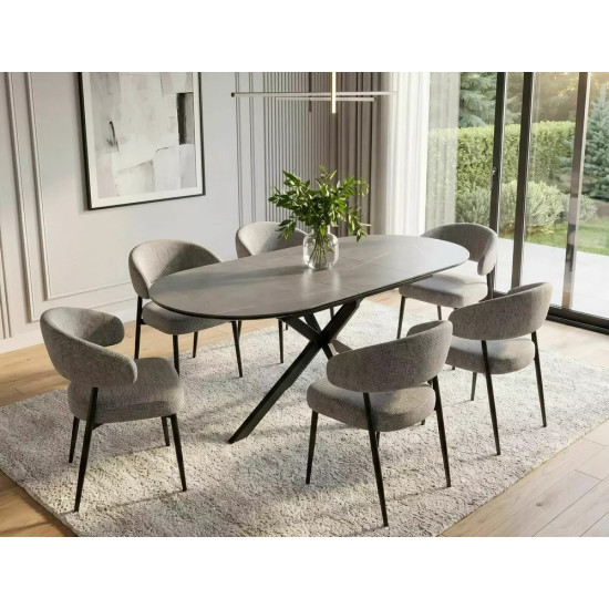 Стіл обідній розкладний GASTON CERAMIC 140(180)*80 сірий / чорний GASTONSZC140 5