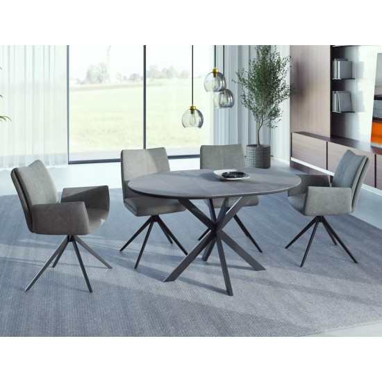 Стол обеденный раскладной GASTON CERAMIC 100(135)*100 серый / черный GASTONSZC100 2