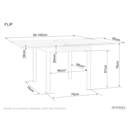 Стол обеденный раскладной FLIP 80(160)*80 дуб кремона торро / кашемир FLIPDCTKA80 3