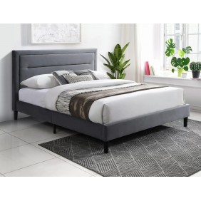 Кровать полуторная MALAGA VELVET 140*200 серая / черная BL.14 MALAGAV140SZC