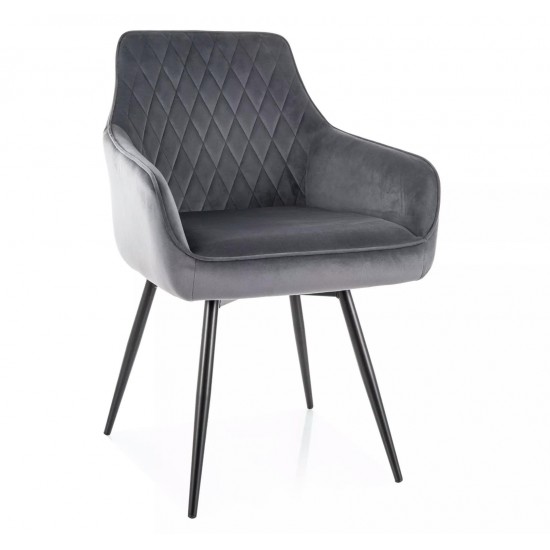 Стул кухонный MARLO VELVET черный каркас / серый BL.14 MARLOVCSZ 1
