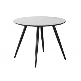 Стол обеденный IDEAL CERAMIC белый эф.мрамора / черный каркас d.100 IDEALBCFI100