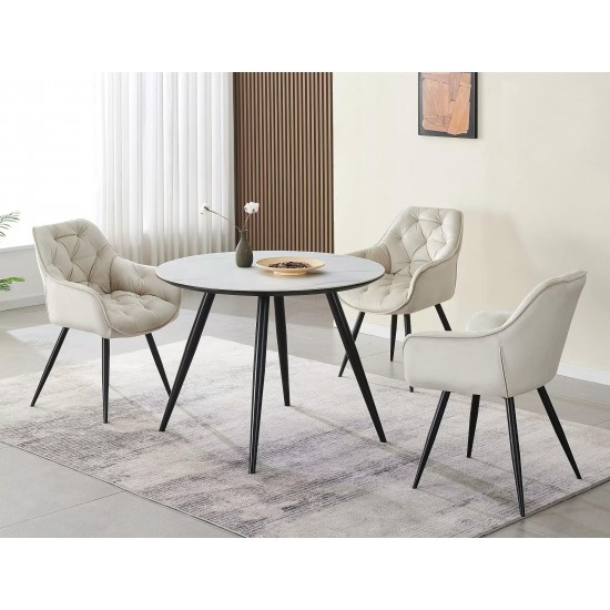 Стіл обідній IDEAL CERAMIC білий еф.мармуру / чорний каркас d.100 IDEALBCFI100 2