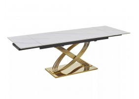 Стол обеденный раскладной HERMES II 160(240)*90 белый эф.мрамора / золото HERMESIIBZL160