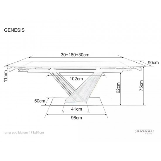 Стол обеденный раскладной GENESIS LEGNO 180(240)*90 дуб / черный / дуб GENESISD180 4