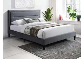 Кровать двуспальная MALAGA VELVET 160*200 серая / черная BL.14 MALAGAV160SZC